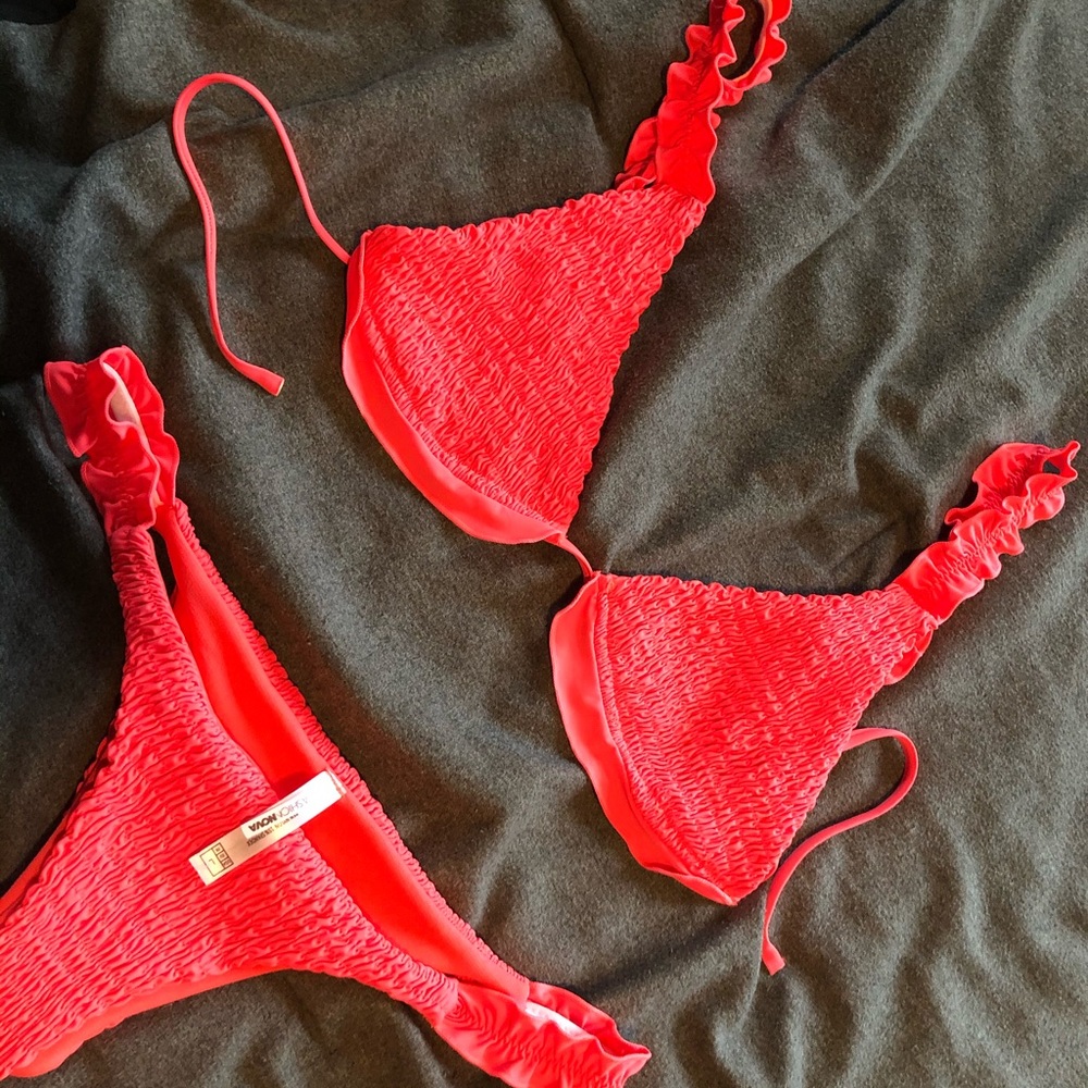 Hot pink fashionnova ruffle bikini